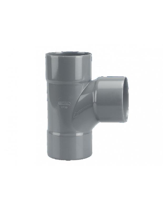 TÉ PIED DE BICHE PVC DOUBLE FEMELLE 87°30 D75 - WAVIN - 3025809