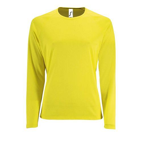TEE-SHIRT PERSONNALISABLE MANCHE LONGUE DESPORT FEMME EN POLYESTER JAUNEFLUO