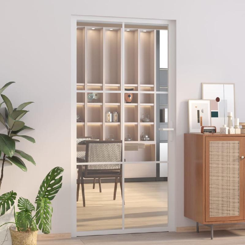 Vidaxl porte intérieure 102,5x201,5 cm blanc verre esg et aluminium 350575_0