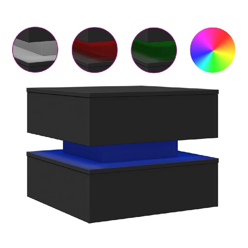 VidaXL Table basse avec lumières LED noir 50x50x40 cm Modèle Atlas Plus - 839855_0
