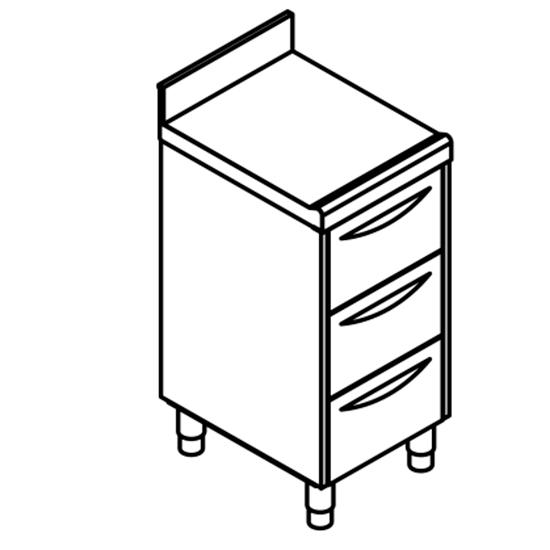 Bloc de 3 tiroirs GN 1/1 avec dosseret - Dimensions 500x700 mm - DTC3A705_0