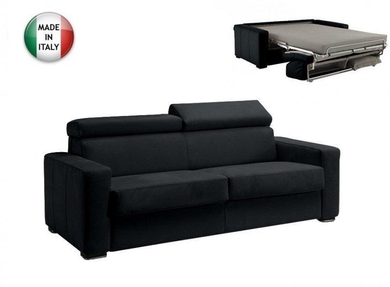 CANAPÉ EXPRESS SIDNEY DELUXE 140 CM CUIR VACHETTE NOIR MATELAS 16 CM_0