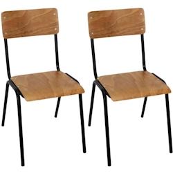 Chaise écolier en bois (Lot de 2) The Home Deco Factory - 3700866369323_0