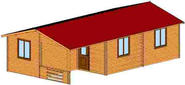 Chalet bois en kit Sliven - 57,75m² avec ou sans terrasse de 7m² - Surface habitable 44m²_0
