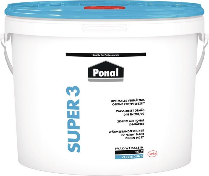 Colle à bois imperméable à l'eau - Super 3 10 kg EN 204 : D3 - seau PONAL_0