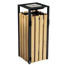Rossignol - Corbeille carrée à poser ou à fixer 110L avec cendrier 1,5L EDEN BOIS - gris manganèse - noir Bois manufacturé 56397_0