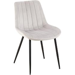 Décoshop26 - Chaise de salle à manger x1 en velours gris clair avec coutures verticales piètement en métal noir 10_0002333 - gris 3000250969604_0