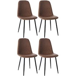Décoshop26 - Lot de 4 chaises de salle à manger design moderne avec pieds en métal noir et assise en PVC marron 10_0001822 - marron 3000250691918_0