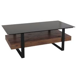 Décoshop26 - Table basse avec étagère 43 x 120 x 60 cm MDF marron foncé pierre frittée aspect marbre noir 04_0008444 - marron 3000262566341_0