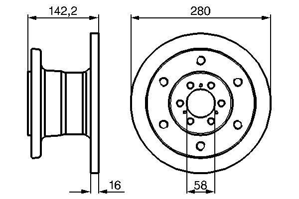 Disque de frein Bosch 0986478649 - Plein - 6 trous - Avant - Épaisseur 16mm_0