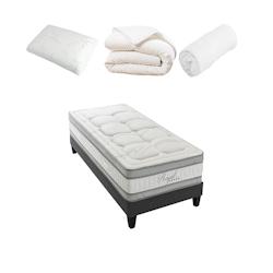 Ensemble  Matelas Mémoire de forme + Sommier + Accessoires 90x190 cm ROYAL HYPSOM - blanc Mousse à mémoire de forme 4VP.RO.K15.K.0919_0