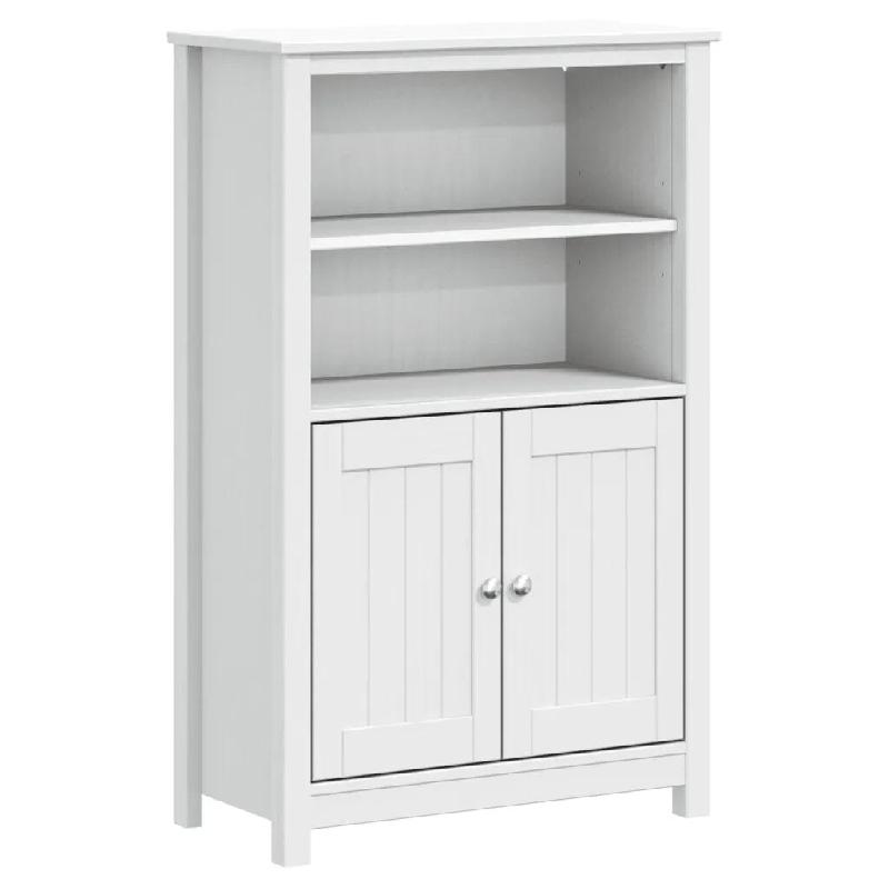 Helloshop26 - Armoire de salle de bain rustique avec 4 étagères et 2 portes 69,5 x 34 x 110 cm en pin massif blanc 02_0047339 - blanc métal 3000234_0