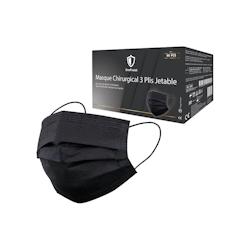 Hygivest Boîte de 2000 Masques Médicaux 3 Plis EN 14683 Type IIR - Non- tissé à Usage Unique - Noir - blanc OPMPR-C3PT2R-NB_0