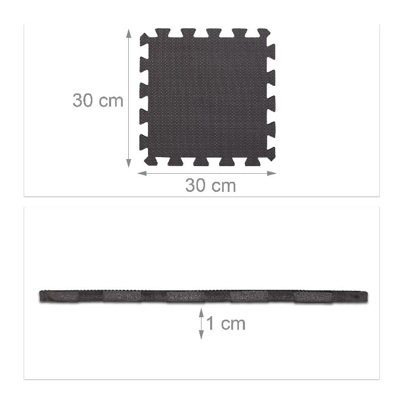 Lot de 24 dalles tapis de sol - Protection pour appareils sportifs - Mousse EVA - Noir_0