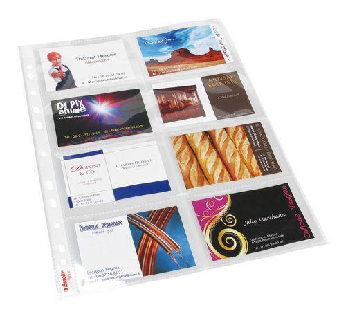 POCHETTE PERFORÉE CARTES DE VISITE A4 POLYPROPYLÈNE 10,5/100E INCOLORE - PAQUET DE 10