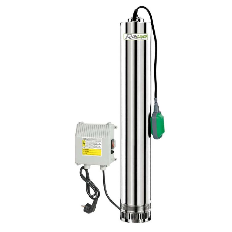 Pompe de puits 1100W avec flotteur PRPVC1101-65F - 6 turbines inox - Débit max. 7 800 l/h - Hauteur de refoulement 65 m_0
