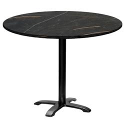 Restootab - Table ronde Ø110cm - modèle Bazila marbre elite - noir fonte 3760371512270_0