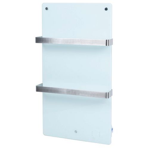 Meykoers Sèche-serviette 899x400mm Blanc Radiateur sèche-serviettes eau  chaude 380W, Asymétrique Lames plates ouverture latérale