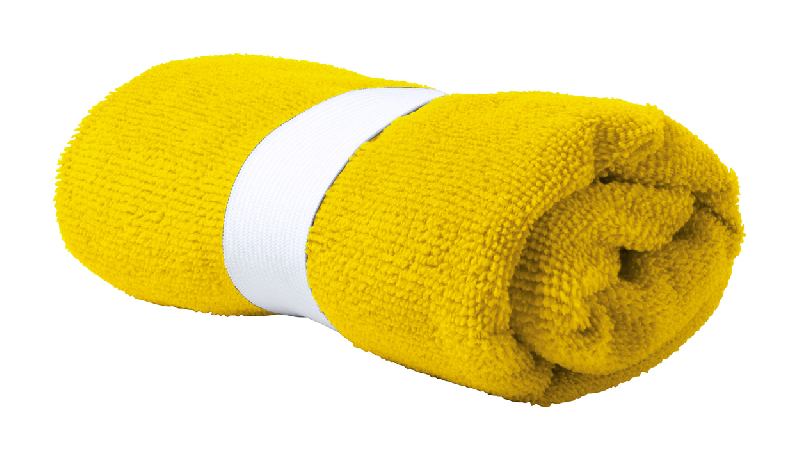 Serviette en microfibre 160 g/m2 - jaune - avec passant en caoutchouc - 55 gr_0