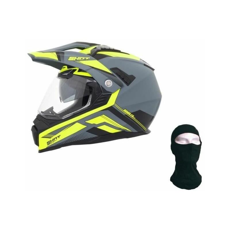 SHOT CASQUE RANGER EVOLUTION NOIR JAUNE AVEC CAGOULE