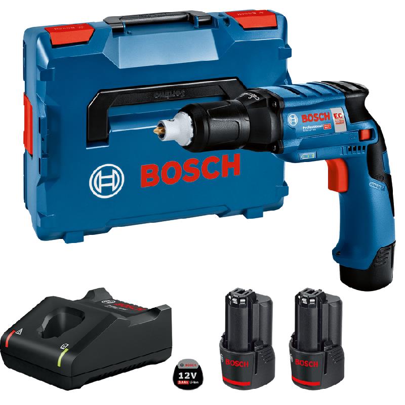 Visseuse plaquiste 12v gtb 12v-11 + 2 batteries 3ah + chargeur + coffret l-boxx - BOSCH - 06019e400y - 741981_0