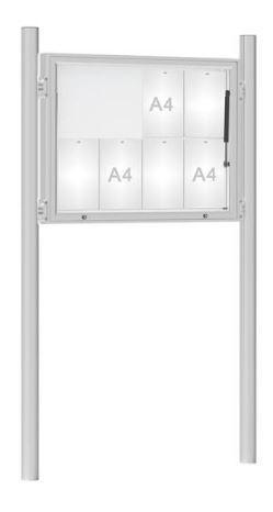 Vitrine extérieure anodisée sur poteaux - 75 cm - Simple face - Plexichocs - Fabrication Française_0