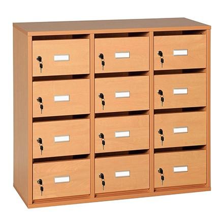Boîtes aux lettres collectives - 12 cases avec serrure et clés - mélaminé non feu M3 - Hauteur 80 x Largeur 91 cm_0