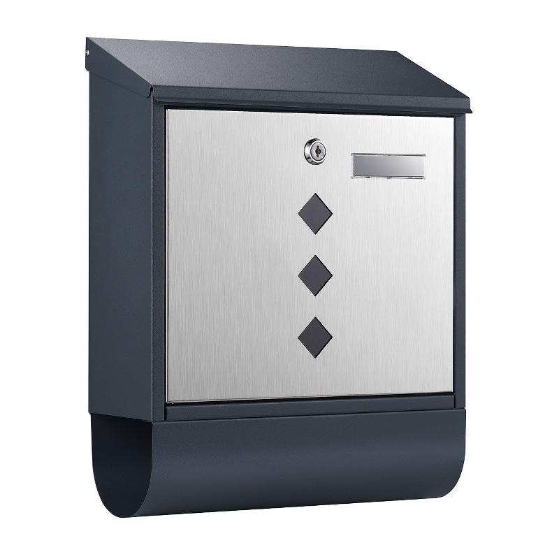 Boîte aux lettres murale design avec porte-journaux - acier galvanisé et inox 304 - gris 16_0000110_0