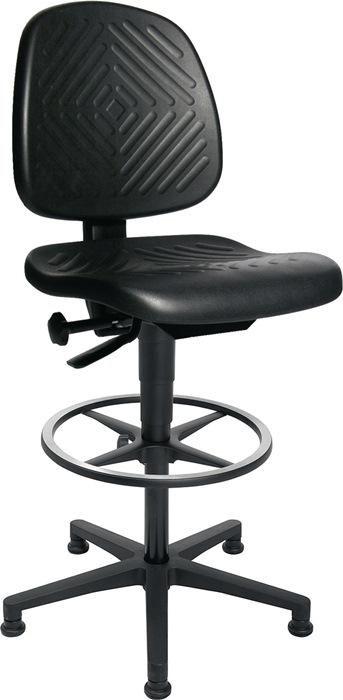 Chaise atelier pivotante TEC 40 Counter patins de sol + anneau de pied mousse de polyuréthane noire 590-840 mm TOPSTAR_0