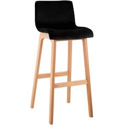 CLP Tabouret de bar Hover velours piètement 4 pieds Natura Noir - noir textile 326998_0