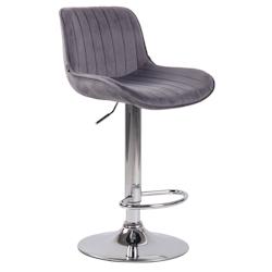 CLP Tabouret de bar Lentini en Velours avec Piètement trompette en Métal Gris foncé/Chrome - gris textile 318277_0