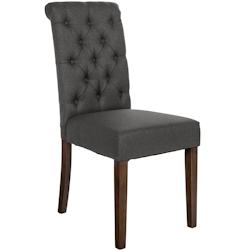 Décoshop26 - Chaise de salle à manger x1 dossier capitonné en tissu gris foncé pieds en bois marron 10_0002050 - marron 3000250810180_0