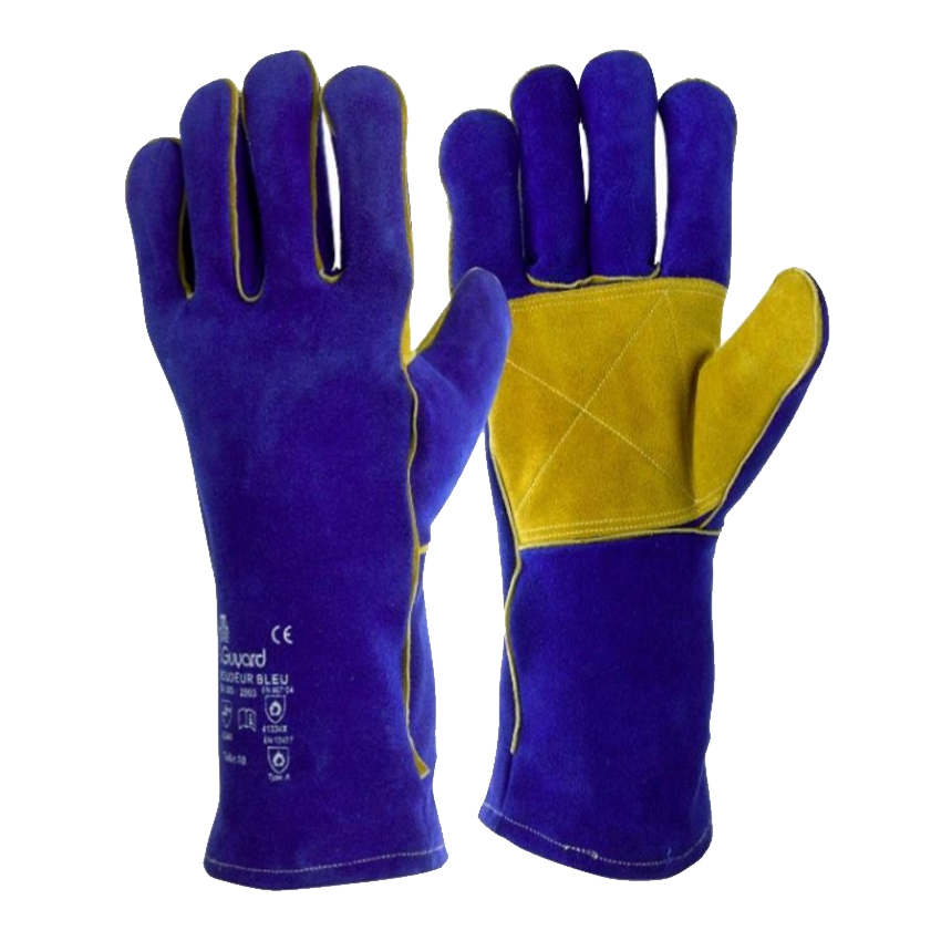 Gants - soudeur bleu - cuir croûte de bovin, paume/pouce renforcé - pmh0410 - guyard_0