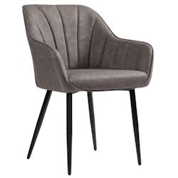 Helloshop26 - Chaise de salle à manger fauteuil siège rembourrée avec accoudoirs revêtement en pu vintage pieds en métal charge 110 12_0002431 -_0