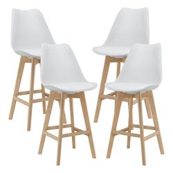 Helloshop26 - Lot de 4 tabourets de bar plastique synthétique hêtre 105 x 48 x 58 cm blanc 03_0008716 - 3001948247769_0