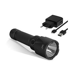 Lampe LED Torche à Batterie Rechargeable 2.6Ah USB / 230V 1000 Lumens Portée 280m ASLO - noir 5604612688400_0