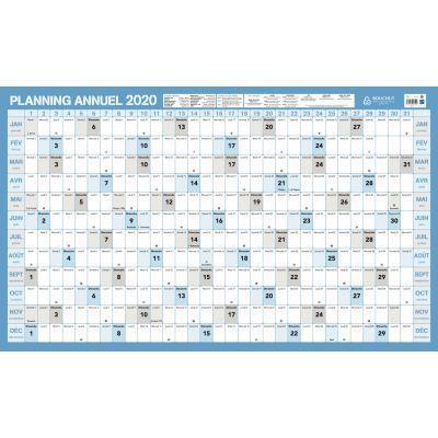 Planning souple annuel 60x99 cm - janvier à décembre - grille 12 mois millésimée - effaçable à sec_0