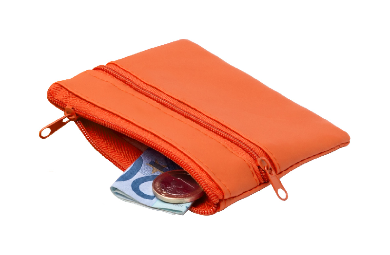 Porte-monnaie zippé en microfibre - couleur orange - 16g_0