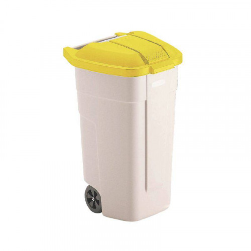 POUBELLE À ROULETTES PROFESSIONNELLE AVEC COUVERCLE JAUNE 100 L RUBBERMAID