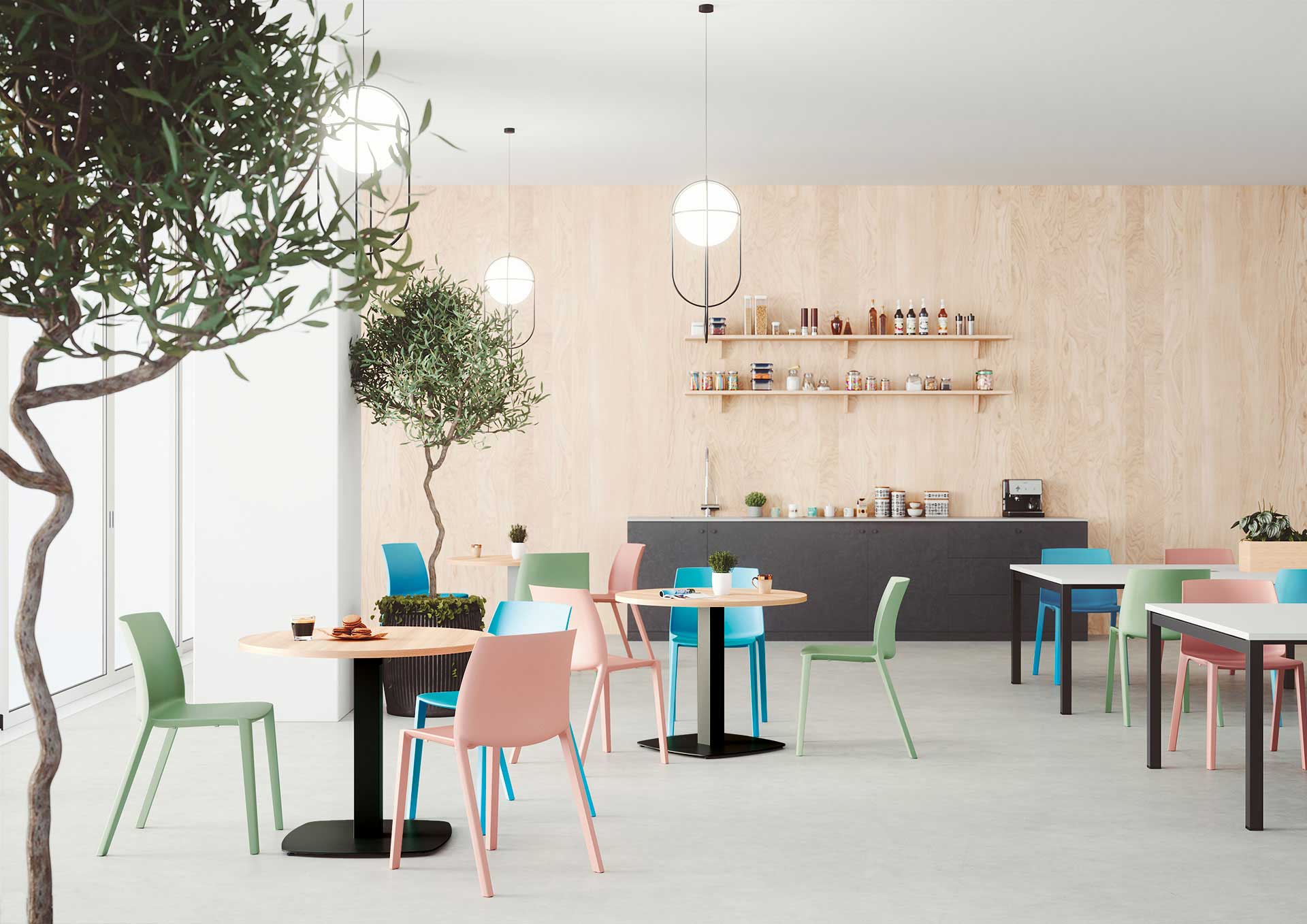 Table de cafétéria avec pied tulipe design et robuste - DETENTE_0