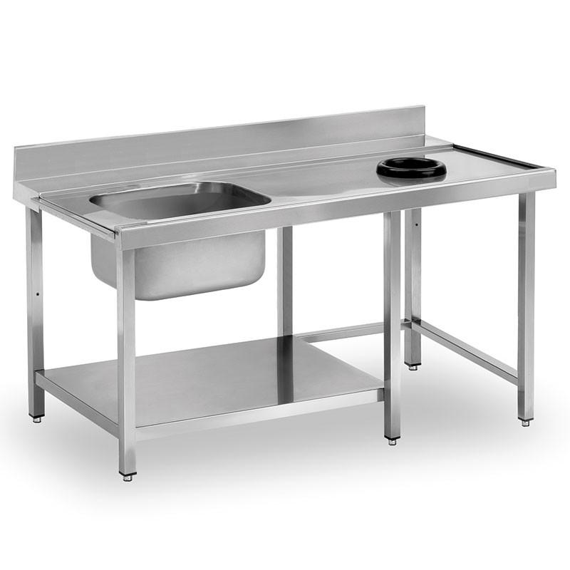 Table de prélavage avec plonge, étagère et orifice vide-déchets P 750 - à droite_0