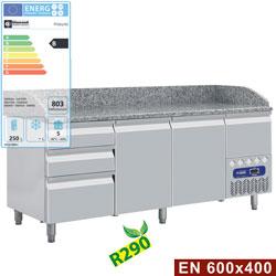 Table frigo 2 portes - 3 tiroirs neutres pour bacs 600x400 + tiroir à ustensiles - TP261/R2_0