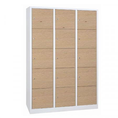 Vestiaire 5 cases superposées portes en bois - Larg. 300 mm_0