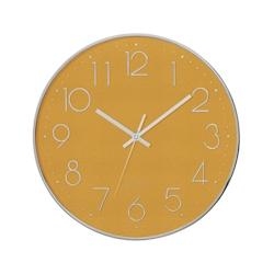 Atmosphera Pendule murale silencieuse contour Argent D 30 cm - jaune 3560234629295_0