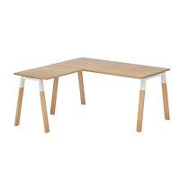 Bureau d'angle avec retour simple L 160 x P 160 piètement métal et bois, plateau chêne clair - Arch_0