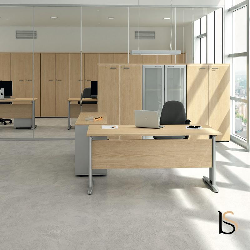 Bureau rectangulaire Practika P1 - Quadrifoglio - 180, Blanc, Noyer canaletto_1
