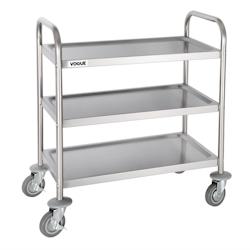 Chariot de débarrassage inox 3 niveaux petite taille Vogue - UNF993_0