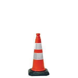 Cône de chantier 50 cm - base caoutchouc - LDPE traité anti-UV - réflectif classe 2_0