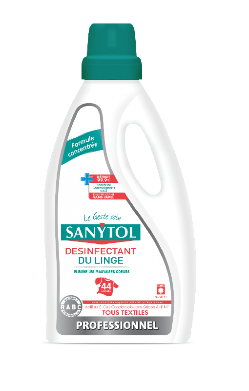 Désinfectant textile SANYTOL professionnel - 2L - Efficace dès 20°C - Élimine 99,9% des bactéries, champignons et virus_0