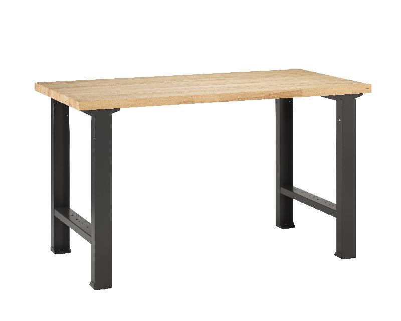 Établi d'atelier Alpa 40 - plateau bois lamellé-collé hêtre l.1500mm - pieds métal gris RAL 7016 - charge 500kg_0